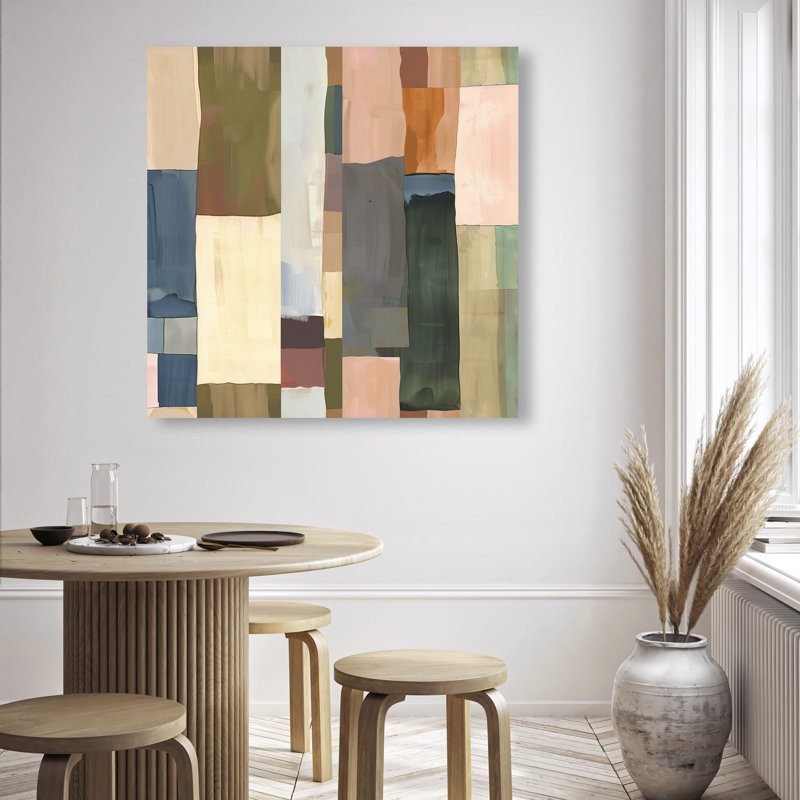 Beige Blocks I Canvas Abstract Print by Oliver Gal, Black Frame, 12 x 12, 40"H x 40"W, Canvas Unframed