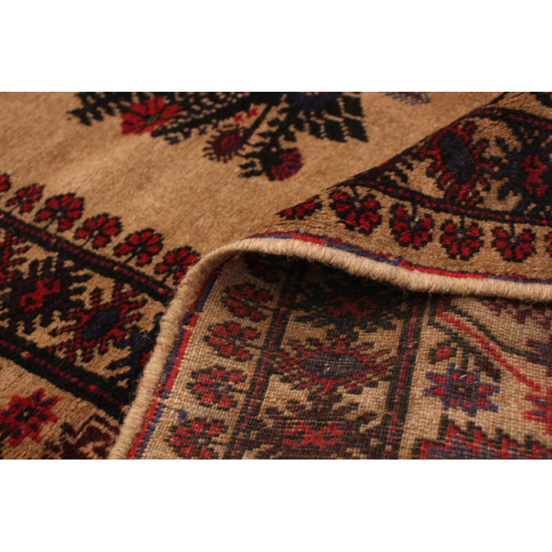 Tapis décoratif beige en laine noué à la main de conception unique 6 pi 8 po x 9 pi 4 po noué à la main New Age