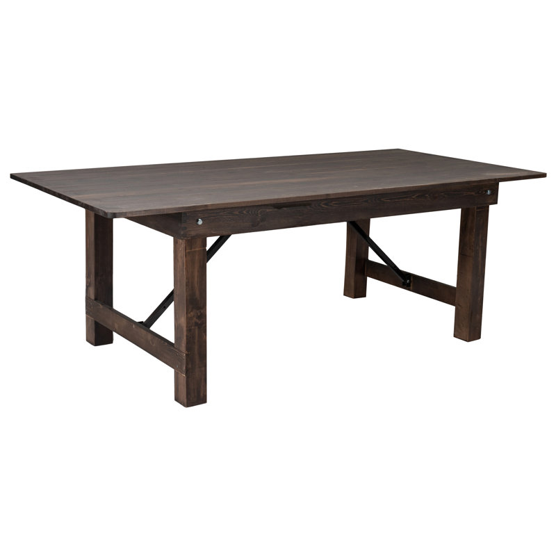 Dejon Rectangular Rustic Solid Pine Folding Dining Table by Flash Furniture, Mahogany, 30"H x 84"L x 40"W