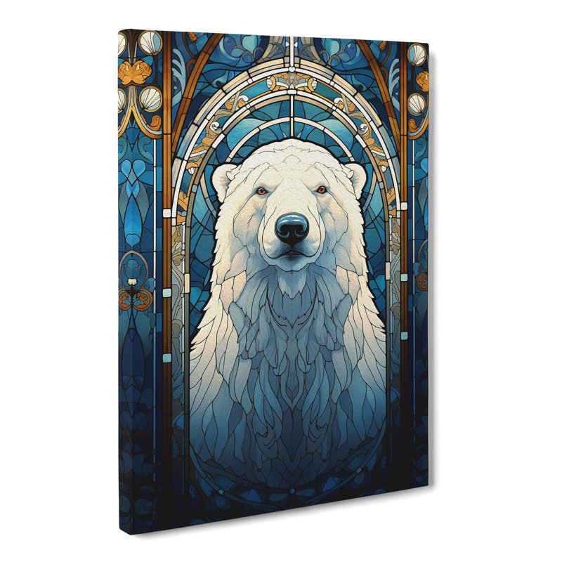 Polar Bear Nouveau - Wrapped Canvas, 60cm H x 40cm W x 3cm D