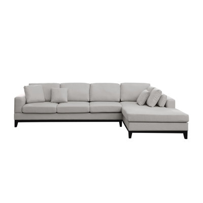 Redford 131.5"" Dark Gray Linen Fabric Sectional Sofa With Right Facing Chaise -  Lilola Home, 83112