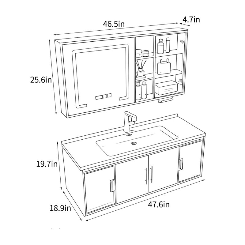 Japanese style simple bathroom cabinet