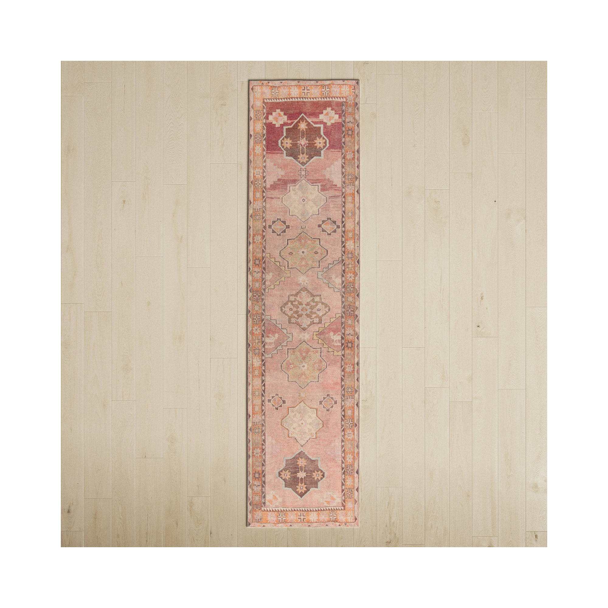 Debary Machine Washable Performance Orange/Pink/Brown Rug, Runner 3' x 12'
