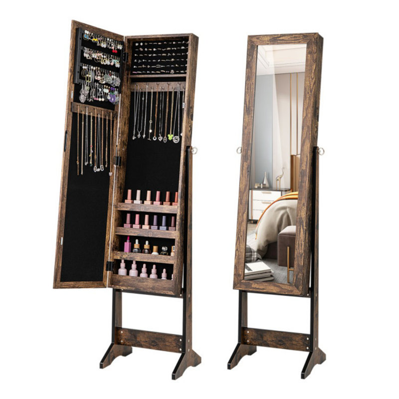 Armoire à bijoux avec miroir, Brun