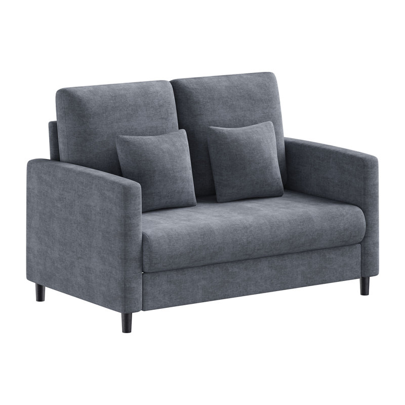 51.9" Small Space Lovesofa with Plush Teddy Fabric and Spring Cushion, 450lb Capacity, Gray