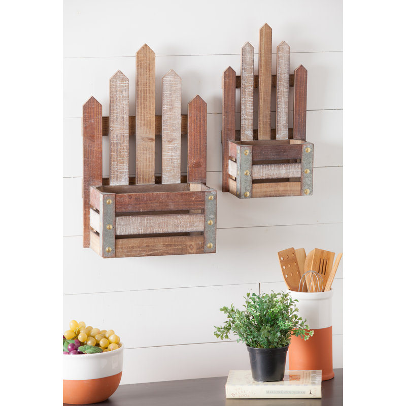 Tablette murale en métal et bois 2 pièces Nantwich
