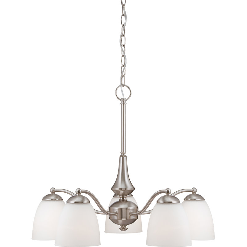 Lustre classique / traditionnel à 5 lumières Minidoka, A19, Nickel brossé