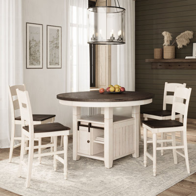 Eradis 6 - Person Pine Solid Wood Solid Wood Top Four Leg Dining Set