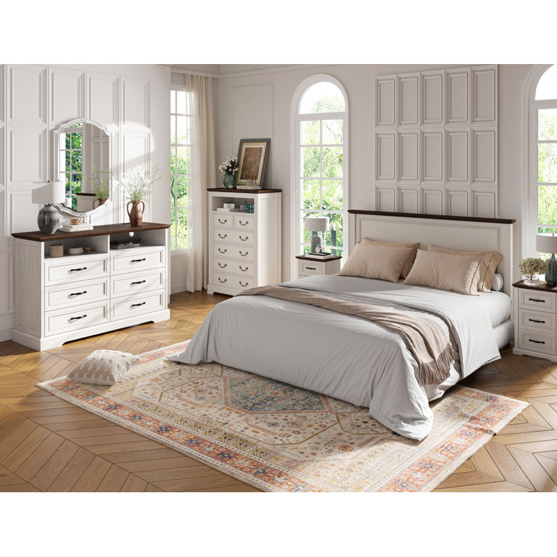 Commode en bois pour chambre à coucher, 6, Brun / Blanc
