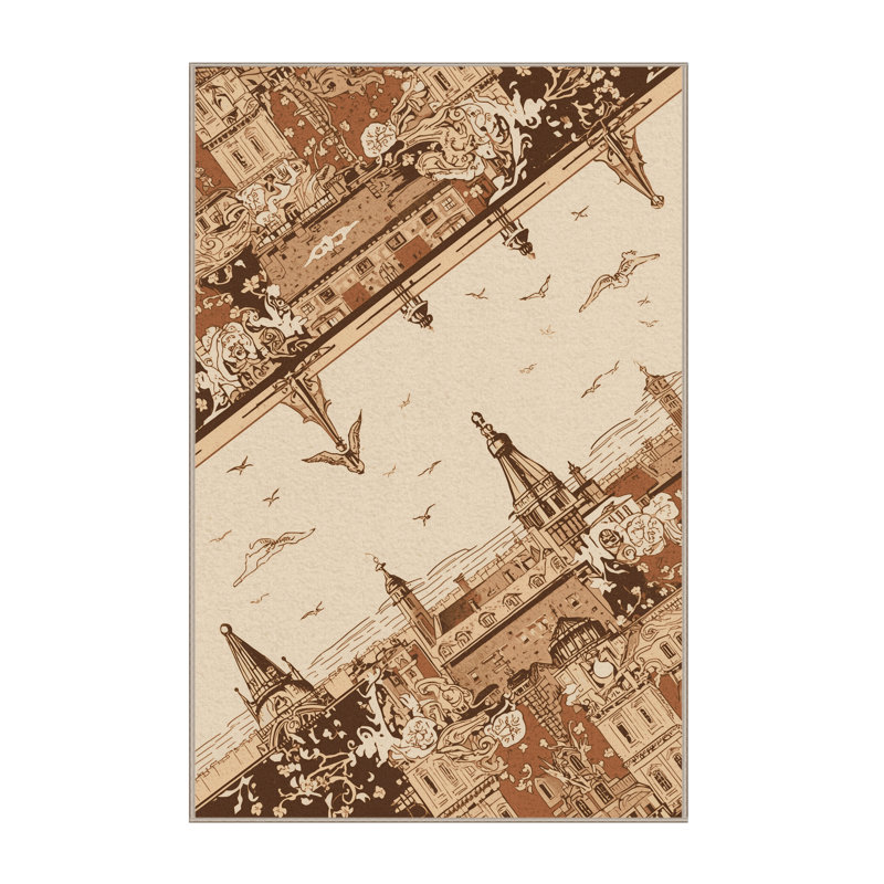 Tapis beige lavable à la machine Pacchiana, 8x12