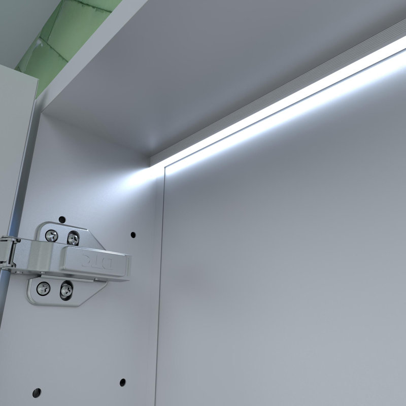 Pharmacie en aluminium encastré / à fixation en surface avec miroir DEL et horloge