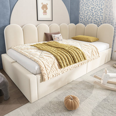 Upholstered Daybed Bed With Storage,Ottoman Bed Twin Size Single Sofa Bed 90X190cm, Daybed With Hydraulic Storage Bed Frame, With Metal Slatted Frame by Everly Quinn