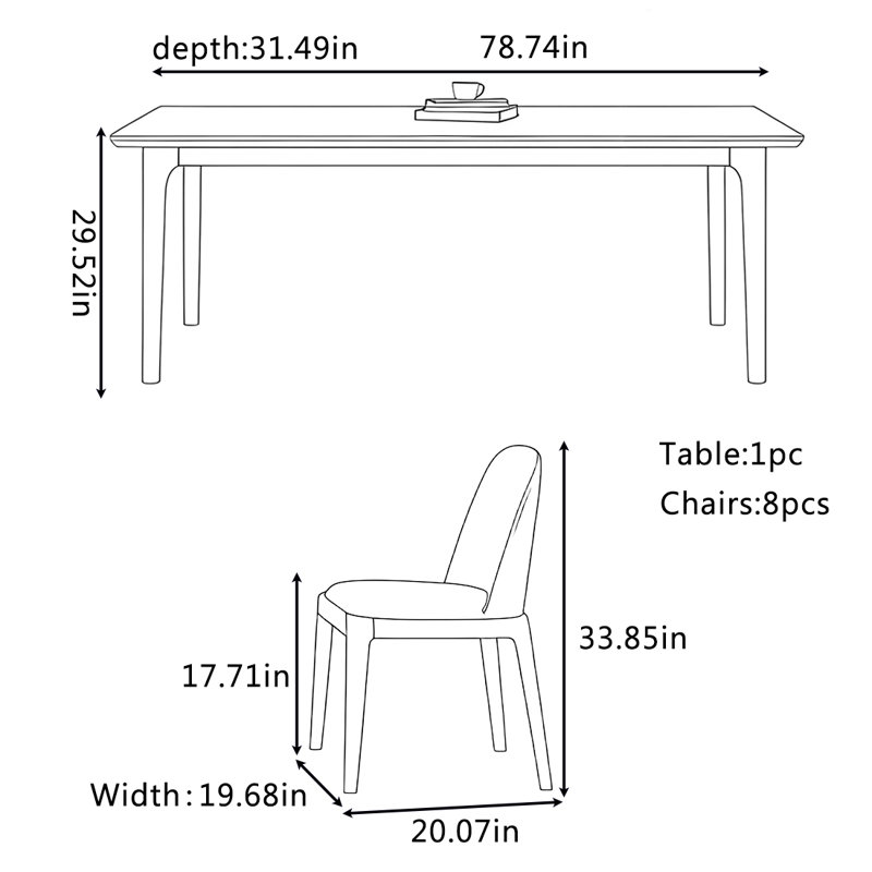 High-end dining table and chair set