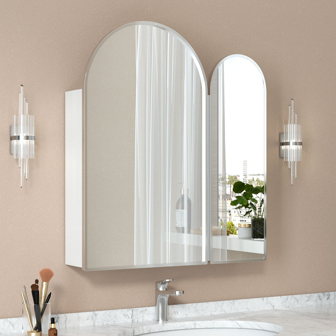 Adau 60.8 Wx 70 H cm Arched 2 Door Mirror Cabinet with 5 Shelves