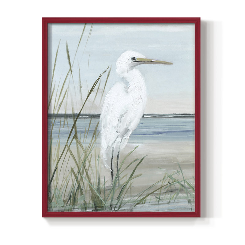 Summertime Heron I, reproduction encadrée - bois massif, H 15 po x l 12 po, Rouge