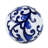 3Pc Decorative Orbs Balls Set, Glossy Blue White Porcelain, Floral Motifs