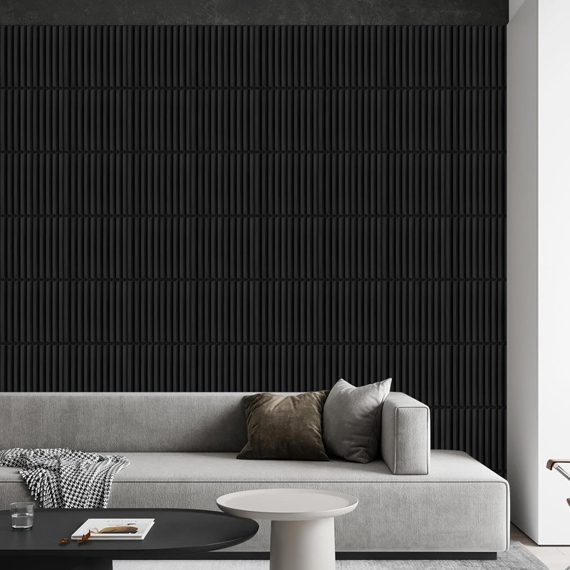 Paquet de 30 panneaux muraux 3D pour la décoration murale intérieure, panneaux muraux diamant moderne, panneaux décoratifs 11,8 po x 11,8 po grain de bois noir pour fond de chambre à coucher de salle de jeu