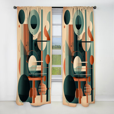 Rideau occultant orange et vert Mid Century Momentum IV - Mid-Century