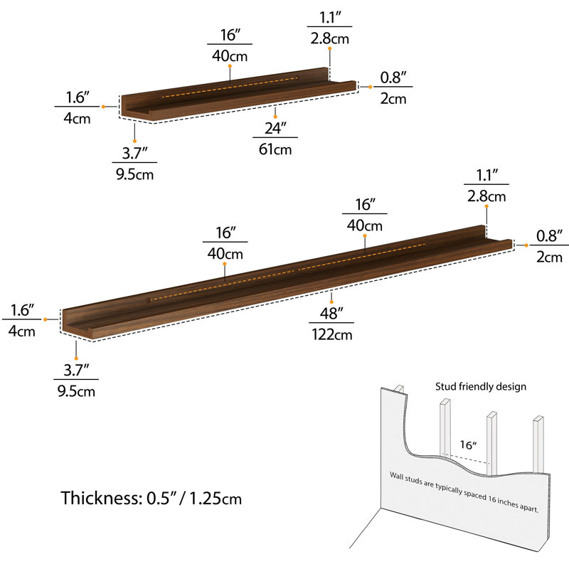 Preston 3 Piece Picture Ledge Wall Shelf
