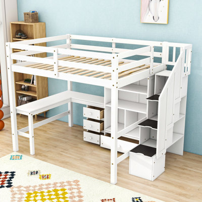 Full Loft Bed With Desk And Drawers And Cabine