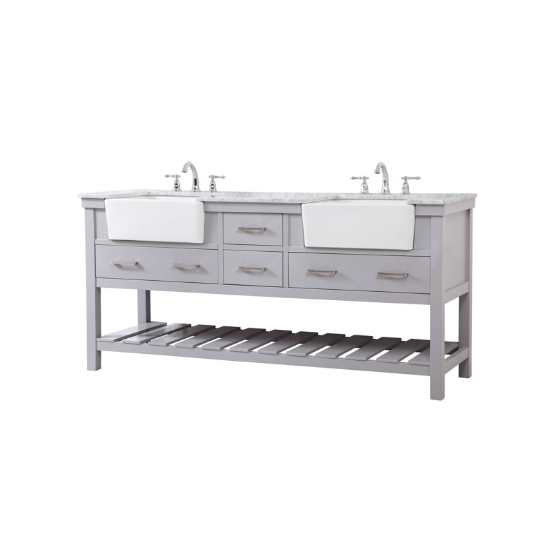 Meuble-lavabo double 72 po Pelaghia, gris