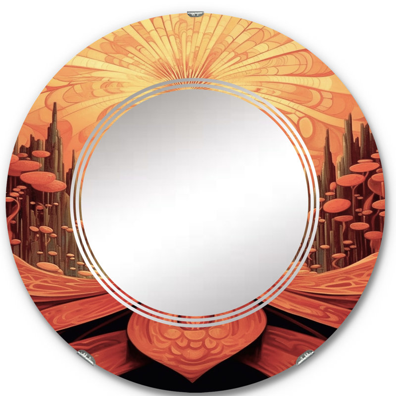 Villeta - Miroir mural moderne rond, 24 po x 24 po