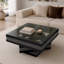 Table basse en cristal concassé à motif torsadé et cristaux remplis sur les côtés
