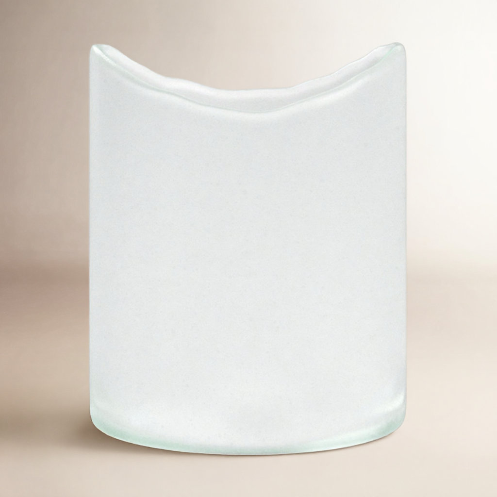 Glass Hurricane Candle Holder, White, 6" H x 5" W x 5" D