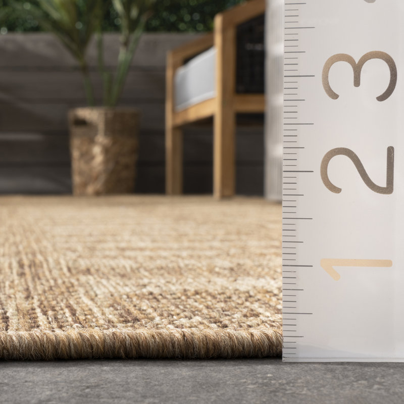 Zaniyah Striped Indoor/Outdoor Area Rug for Living Room Patio Deck Front Porch Kitchen, Brown/Ivory, Runner 2' x 8'