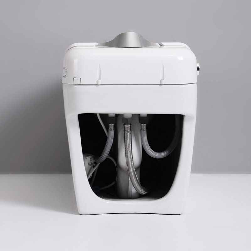 Foot Sensor Activated Smart Toilet With Self-Cleaning Nozzle, Three Level Heated Seat, Airflow, Led Display, Night , Knob Control, Soft Close, Auto Flush, And Remote Control - White Classic For