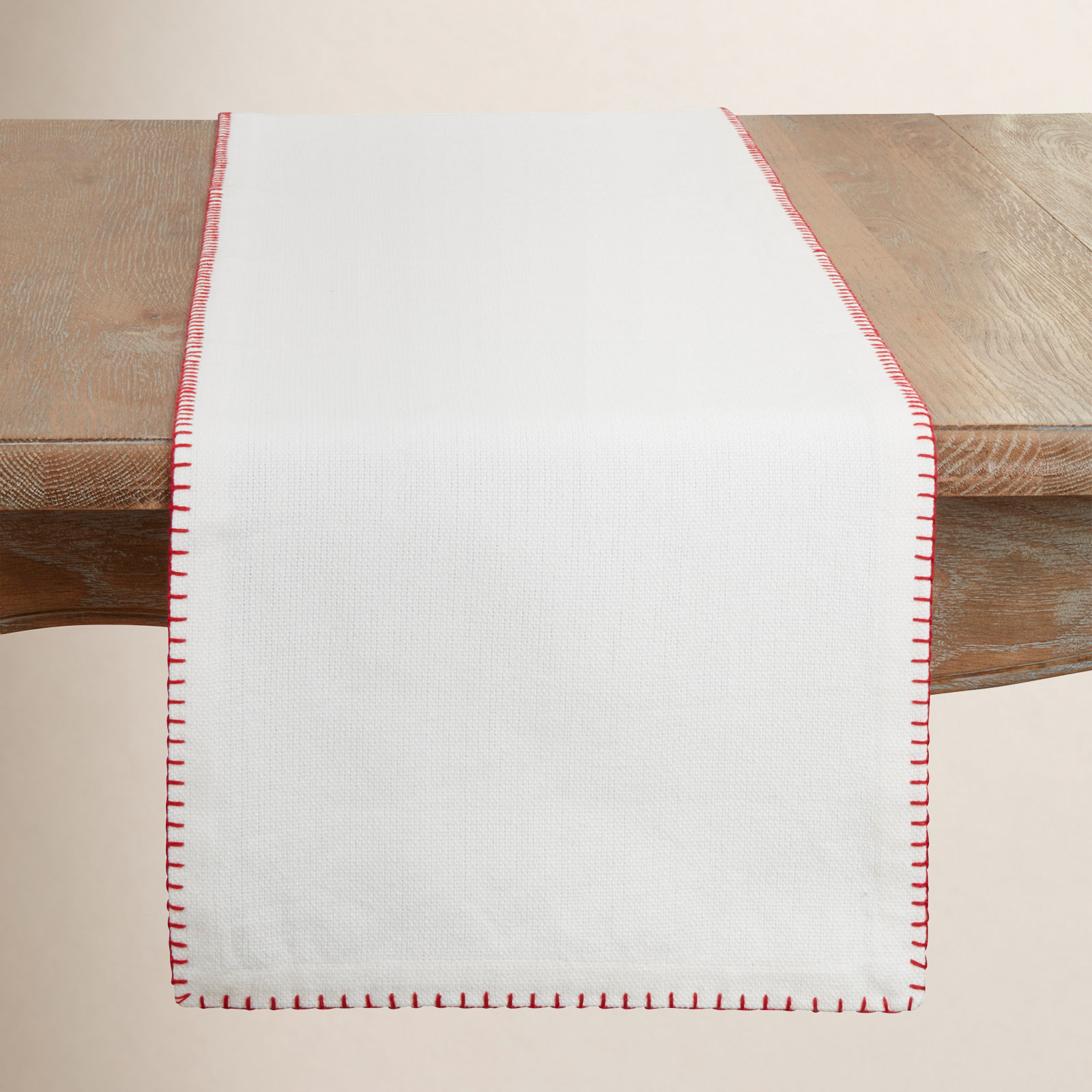 Ivara Table Runner, White/Red