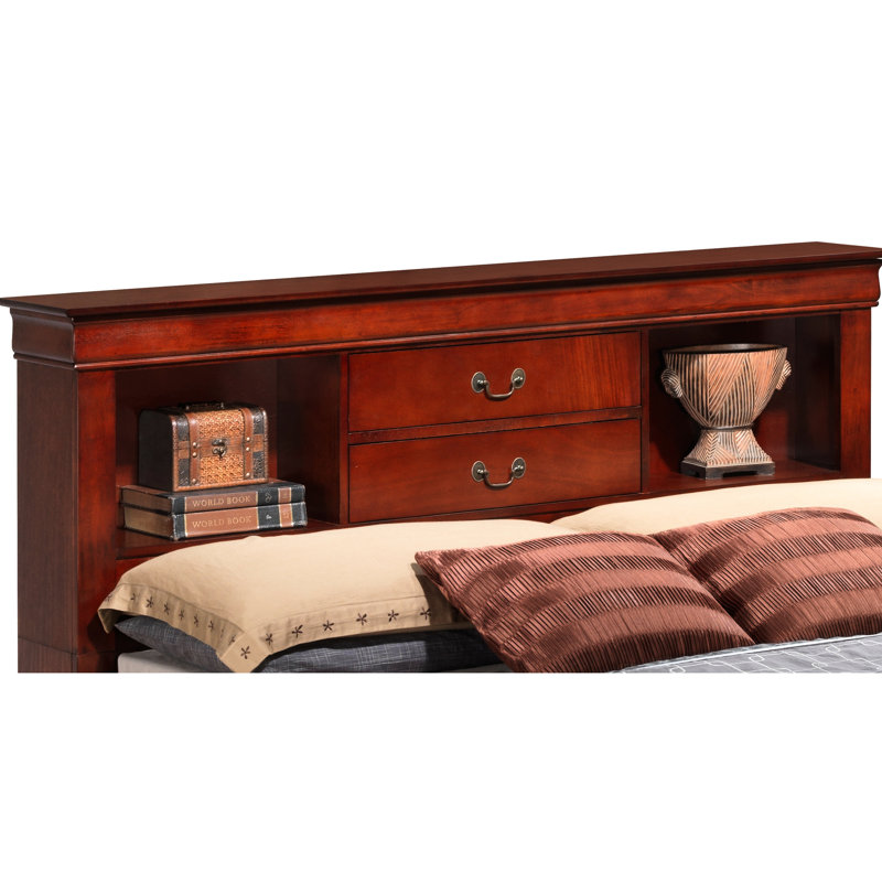 Très grand lit de rangement intrigant avec finition cerisier - Construit pour un support stable, chambre à coucher intégrée encastrée, H 44 po x l 79 po P 87 po, fonction stable de teinte fascinante, disposition de la chambre à coucher ordonnée, hauteur, largeur, profondeur