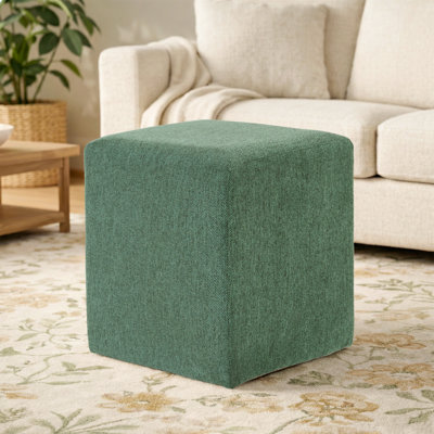 Square Upholstered Ottoman With Solid Wood Frame