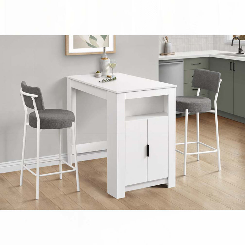 Tabouret de bar, hauteur de comptoir, ensemble de 2,, Gris, Blanc