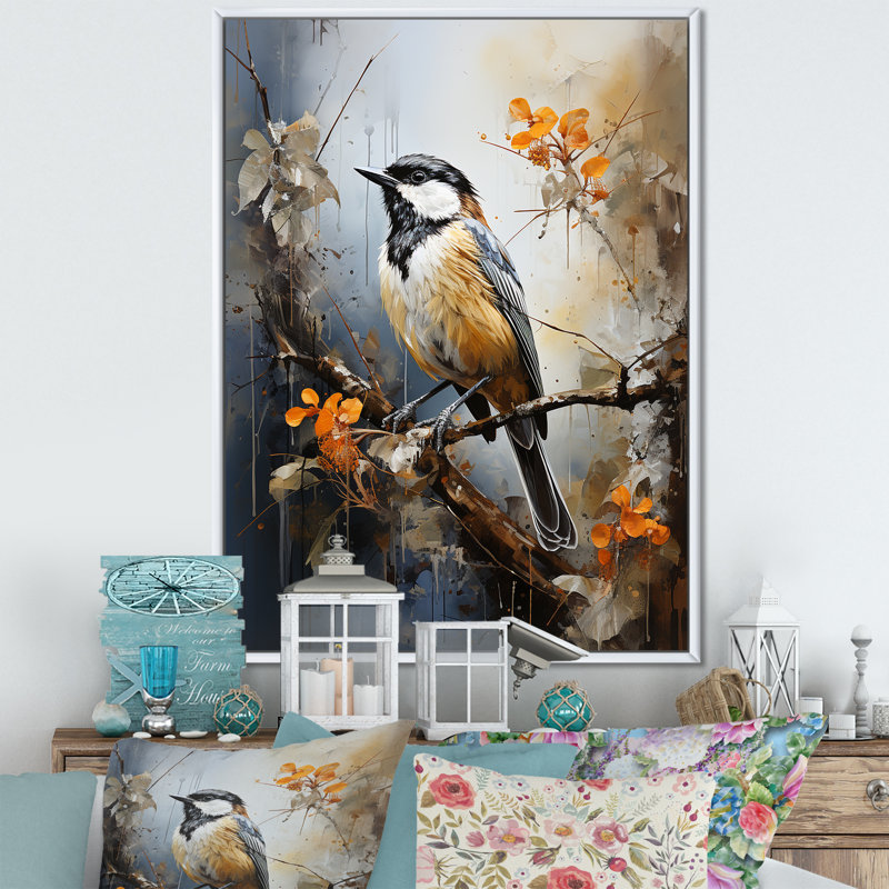 Transcendent Neutrals Portray Birds As Spiritual - Art mural sur toile, Cadre flottant blanc, H 32 po x l 24 po x P 1 po