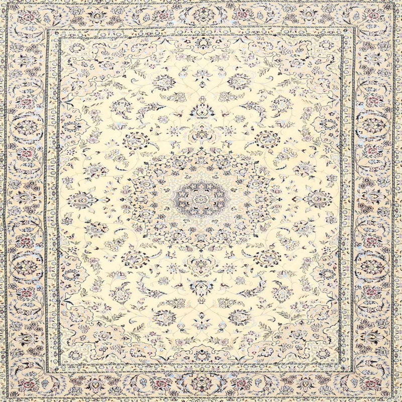 Tapis traditionnel noir / beige Gorse, Carré 4 pi