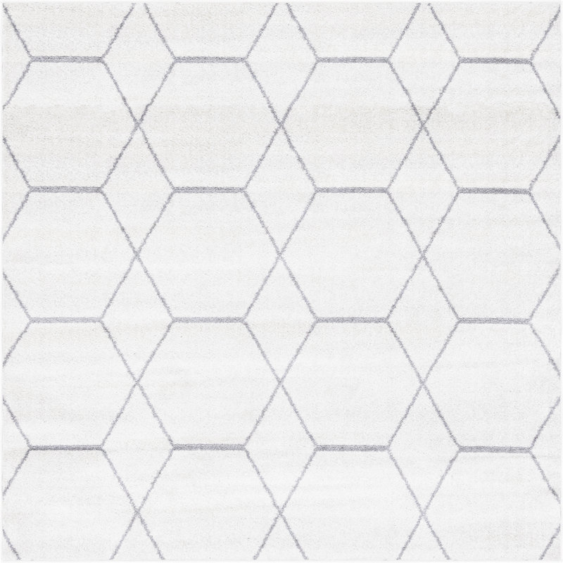 Debrodie Geometric Area Rug, Square 4'1", Ivory