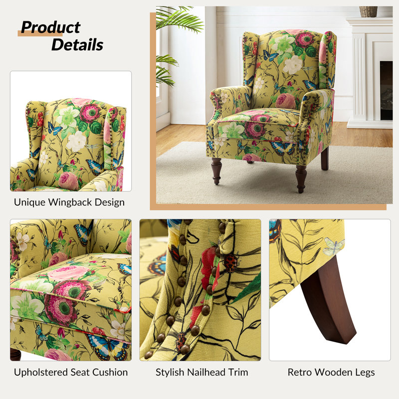 Upholstered Accent Chair, Mustard