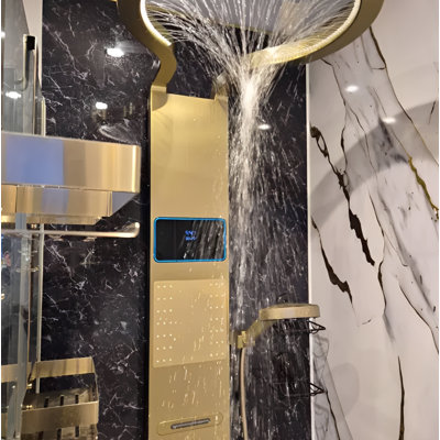 Tik Tok Brushed Gold Waterfall Exposed Led Shower System S-111-
