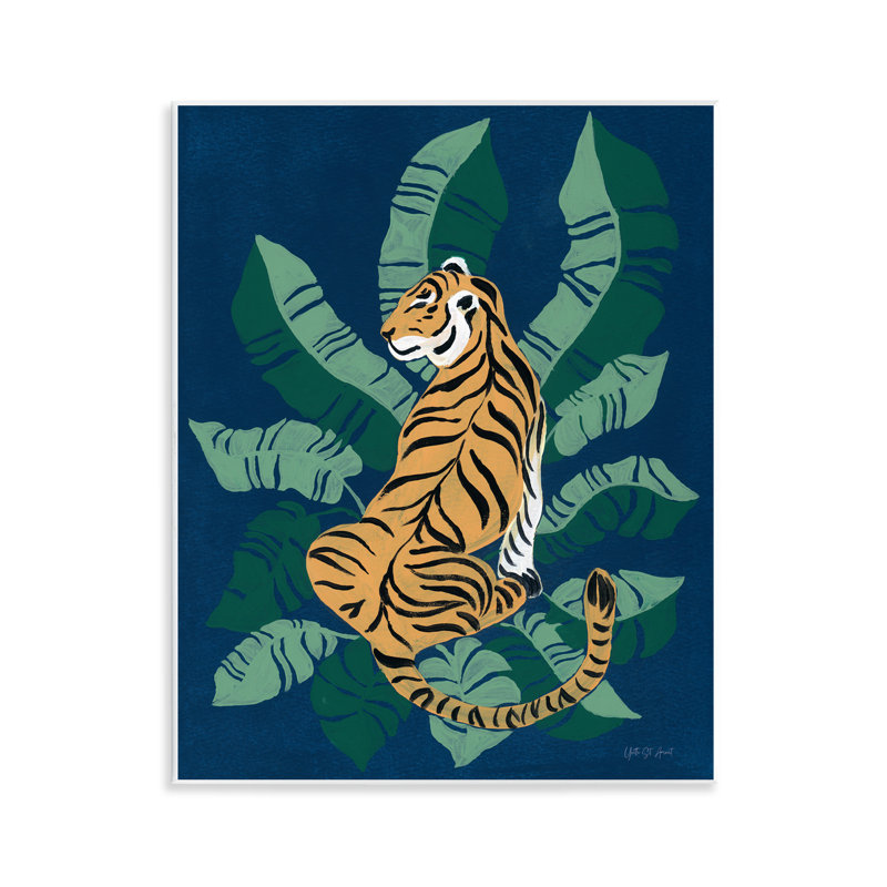 Tigre assis sur des palmiers, art mural sur toile par yves St. Amant