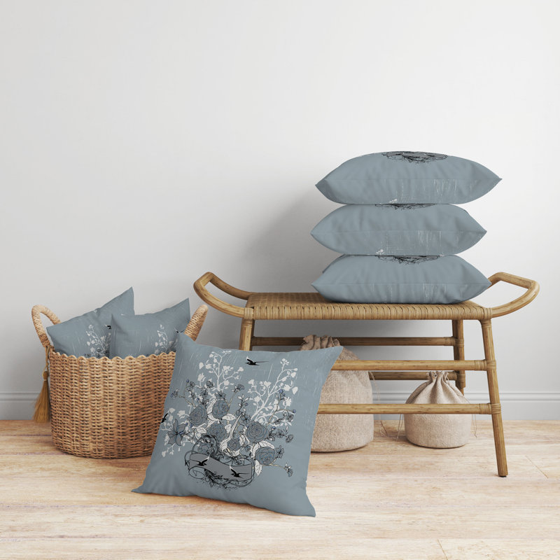 Coussin Elegant, H 20 po x l 20 po, Menthe / gris / noir