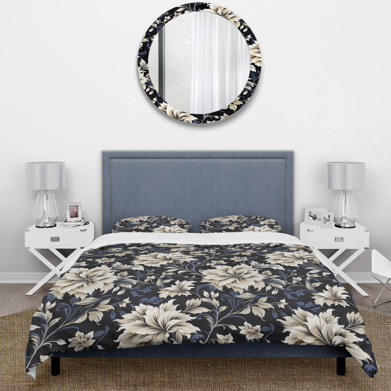 Ensemble de housse de couette damassé beige foncé, Housse de couette pour très grand lit et 2 très