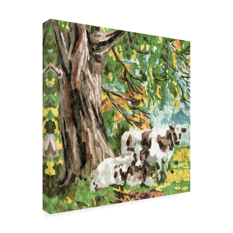 «Cows Under A Tree II» sur toile, H 24 po x l 24 po