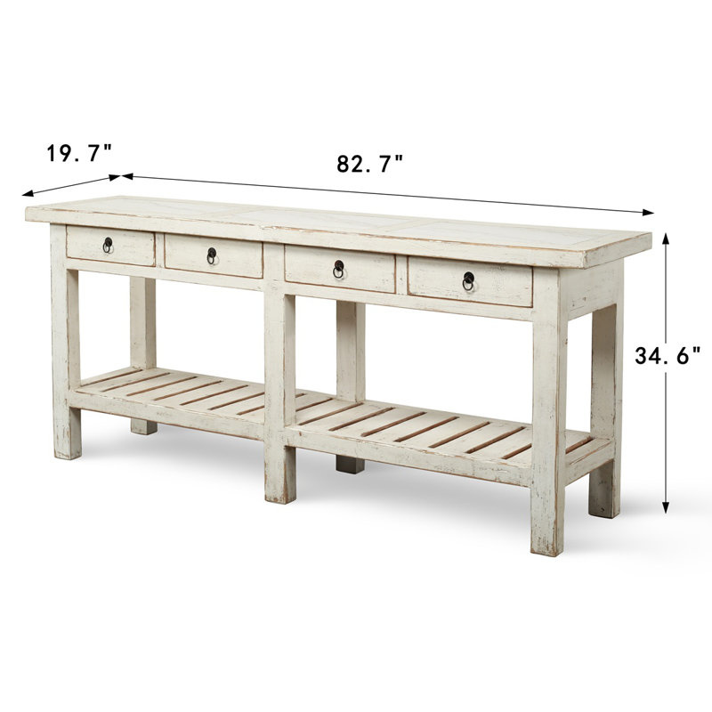 83'' W Solid Wood Console Table, White