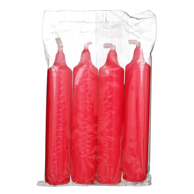Bougie effilée déévasée de paraffine, Très grande bougie (boîte de 4), Rouge