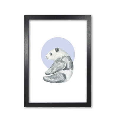 Watercolour Panda With Blue Circle - Painting