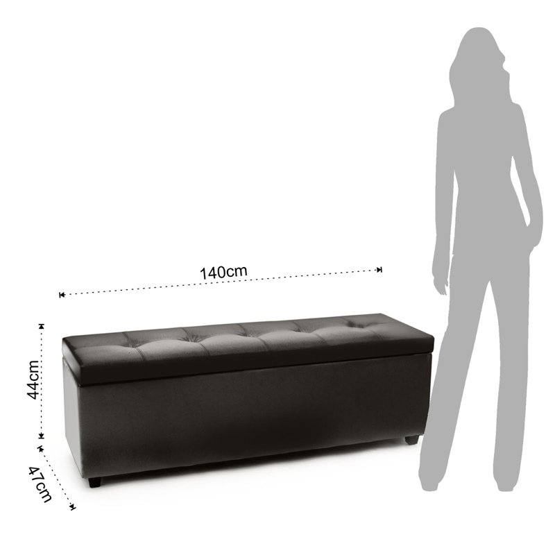 Nicoll Upholstered Storage Bench, Black