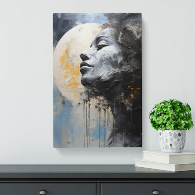 Moon Gestural Art No.2 - Wrapped Canvas