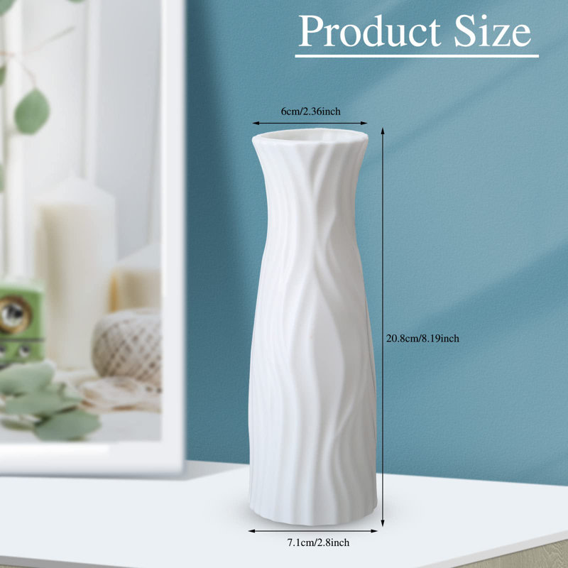 24 pièces Vases à fleurs composites en céramique incassables et blancs en plastique incassables pour des centres de table décoratifs (style classique)