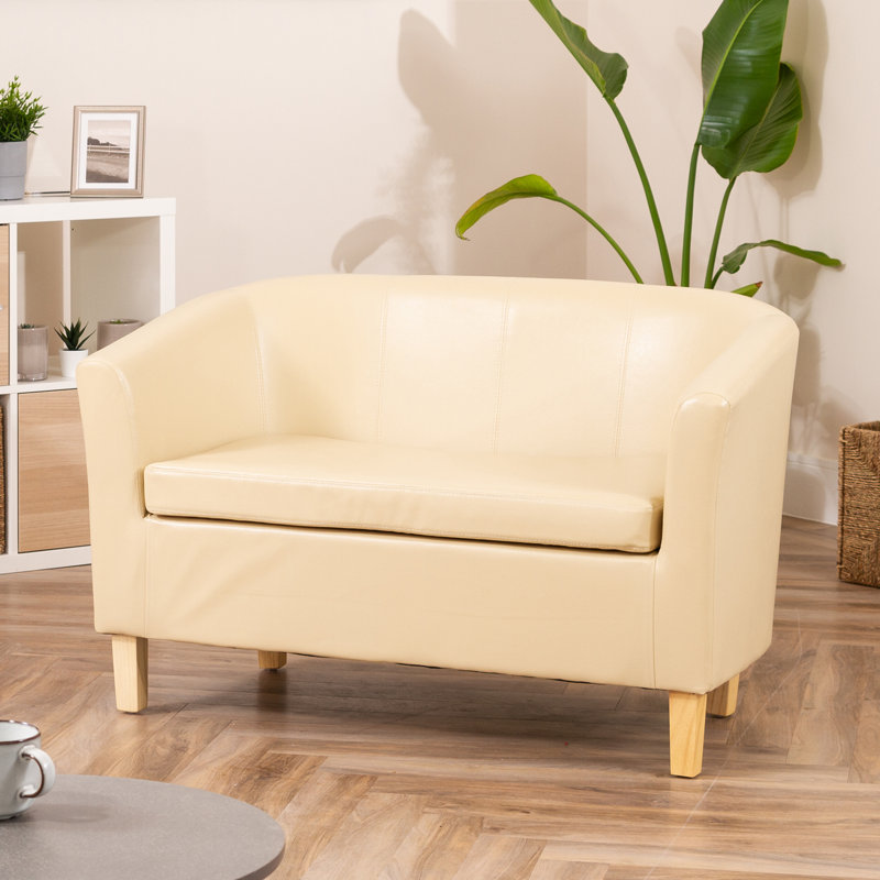 Laci-Mai 2 Seater Faux Leather Sofa, Cream